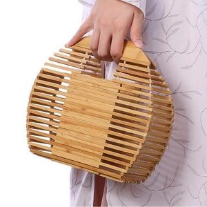 Large Natural Bamboo Wood Tote Beach Handbag New